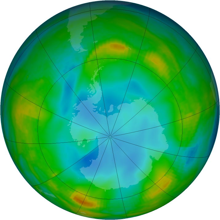 Antarctic ozone map for 25 June 1983
